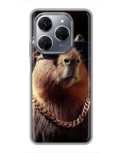 Чехол для TECNO Spark 20 Pro с картинкой «Капибара золотая цепь»