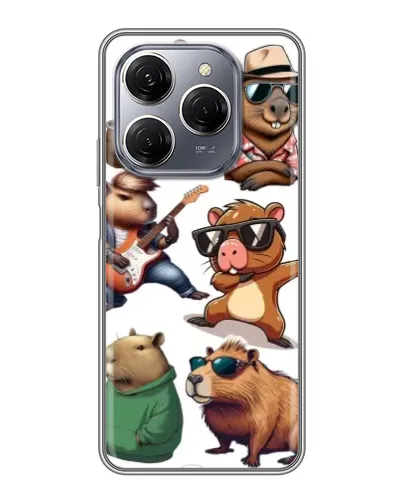 Чехол для TECNO Spark 20 Pro с картинкой «Крутые капибары музыканты»