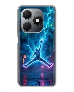 Чехол для TECNO Spark 20 с картинкой «Jordan Gold Jumpman»