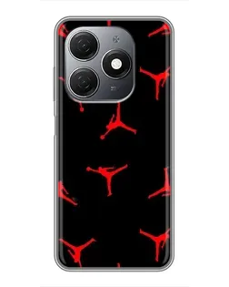 Чехол для TECNO Spark 20 с картинкой «Jordan Red Pattern»
