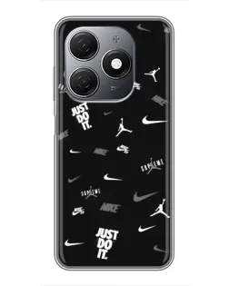 Чехол для TECNO Spark 20 с картинкой «Nike Black Pattern»