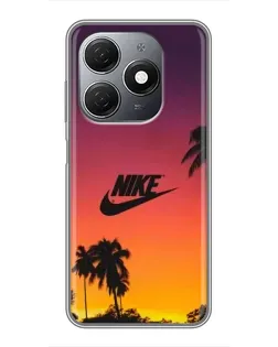 Чехол для TECNO Spark 20 с картинкой «Nike на закате солнца»