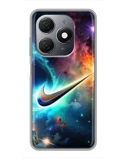 Чехол для TECNO Spark 20 с картинкой «Космический Nike Swoosh»