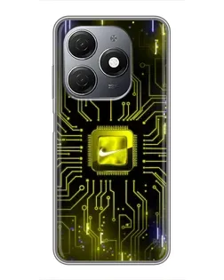 Чехол для TECNO Spark 20 с картинкой «Nike — золотая искра»