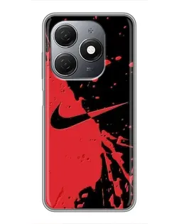 Чехол для TECNO Spark 20 с картинкой «Красные брызги Nike»