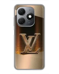 Чехол для TECNO Spark 20 с картинкой «LV — золотое сияние»