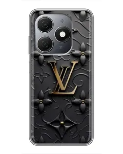 Чехол для TECNO Spark 20 с картинкой «Кожаная текстура LV»
