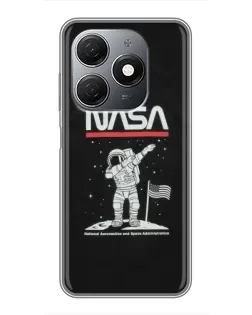 Чехол для TECNO Spark 20 с картинкой «NASA — шагаем по Луне»