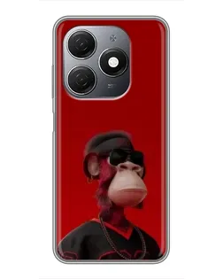 Чехол для TECNO Spark 20 с картинкой «Bored Ape в красном»