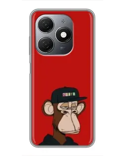 Чехол для TECNO Spark 20 с картинкой «Bored Ape — красный фон»