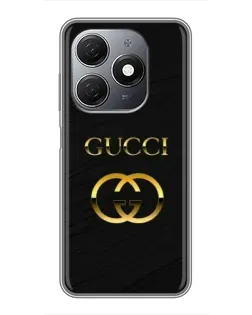 Чехол для TECNO Spark 20 с картинкой «Золотой логотип Gucci»