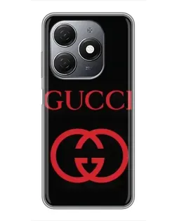 Чехол для TECNO Spark 20 с картинкой «Gucci — красный логотип»