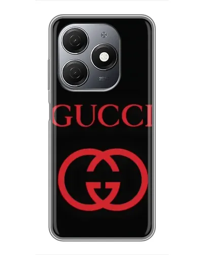 Чехол для TECNO Spark 20 с картинкой «Gucci — красный логотип»