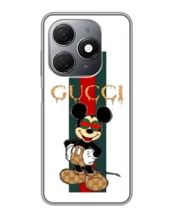 Чехол для TECNO Spark 20 с картинкой «Микки Маус Gucci — полосы»