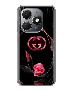 Чехол для TECNO Spark 20 с картинкой «Gucci — неоновая роза»