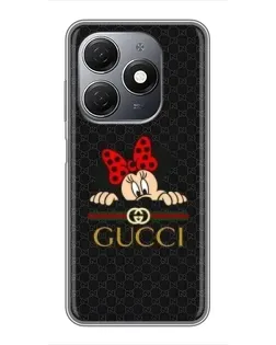 Чехол для TECNO Spark 20 с картинкой «Минни Маус Gucci — черный»