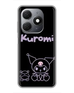 Чехол для TECNO Spark 20 с картинкой «Kuromi — черный минимализм»