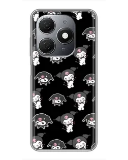 Чехол для TECNO Spark 20 с картинкой «Черный паттерн Kuromi»