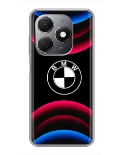 Чохол для TECNO Spark 20 з картинкою «Логотип BMW та неонові дуги»