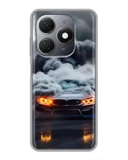 Чохол для TECNO Spark 20 з картинкою «BMW у диму»