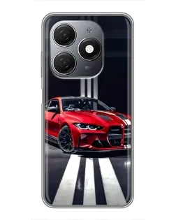 Чохол для TECNO Spark 20 з картинкою «Червона BMW на дорозі»