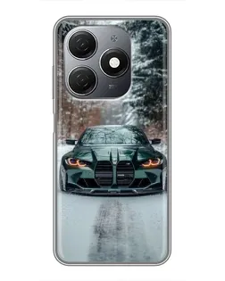 Чохол для TECNO Spark 20 з картинкою «BMW у зимовому лісі»