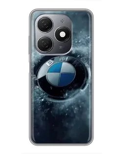 Чехол для TECNO Spark 20 с картинкой «Логотип BMW — лед»