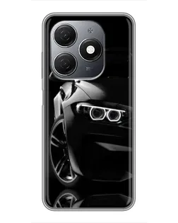 Чехол для TECNO Spark 20 с картинкой «Черная BMW — профиль»