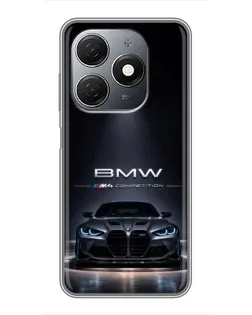 Чехол для TECNO Spark 20 с картинкой «BMW сквозь ночной город»