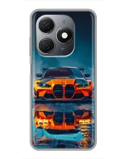 Чехол для TECNO Spark 20 с картинкой «BMW — золотая эмблема»