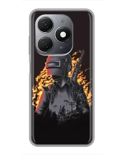 Чехол для TECNO Spark 20 с картинкой «PUBG — огненный силуэт»