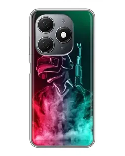 Чехол для TECNO Spark 20 с картинкой «PUBG — огненный воин»