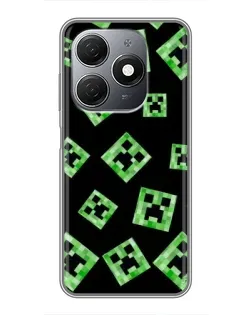 Чехол для TECNO Spark 20 с картинкой «Паттерн с криперами»