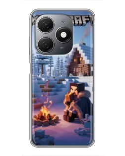 Чехол для TECNO Spark 20 с картинкой «Зимний Minecraft»