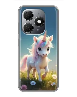 Чехол для TECNO Spark 20 с картинкой «Единорог на поляне»