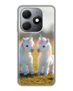 Чехол для TECNO Spark 20 с картинкой «Пара единорогов»