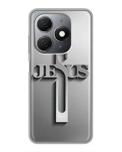 Чехол для TECNO Spark 20 с картинкой «Металлический крест Jesus»