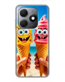 Чехол для TECNO Spark 20 с картинкой «Спанч Боб мороженое»