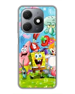 Чехол для TECNO Spark 20 с картинкой «Губка Боб и друзья»