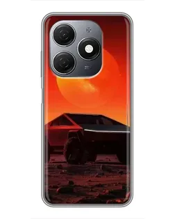 Чехол для TECNO Spark 20 с картинкой «Cybertruck на Марсе»