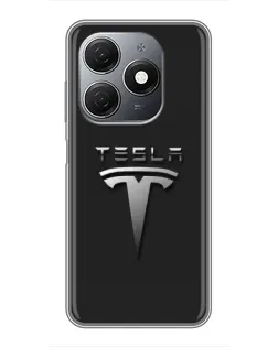Чохол для TECNO Spark 20 з картинкою «Сталевий логотип Tesla»