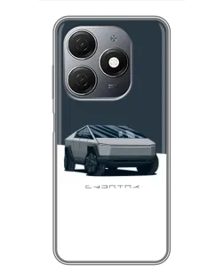 Чохол для TECNO Spark 20 з картинкою «Сріблястий Cybertruck Tesla»