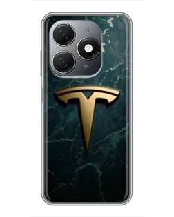 Чохол для TECNO Spark 20 з картинкою «Мармурова Tesla Gold»