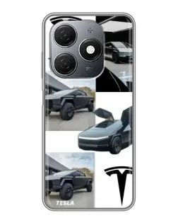 Чохол для TECNO Spark 20 з картинкою «Колаж Cybertruck Tesla»