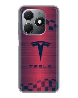 Чохол для TECNO Spark 20 з картинкою «Тесла червоний карбон»