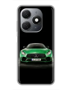 Чехол для TECNO Spark 20 с картинкой «Mercedes — неоновый лого»