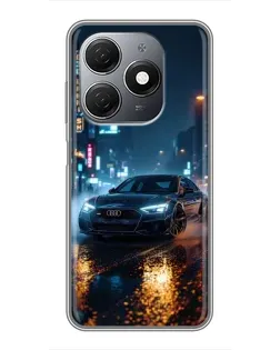 Чохол для TECNO Spark 20 з картинкою «Нічне місто та Audi»