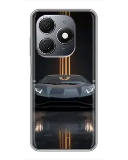 Чехол для TECNO Spark 20 с картинкой «Lamborghini золотые линии»