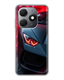 Чехол для TECNO Spark 20 с картинкой «Lamborghini красное сияние»
