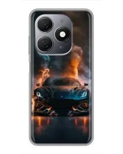 Чехол для TECNO Spark 20 с картинкой «Lamborghini дымная эстетика»
